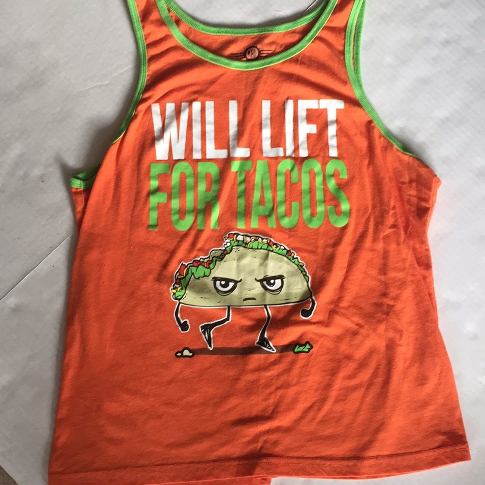 “Will lift for tacos” muscle T shirt